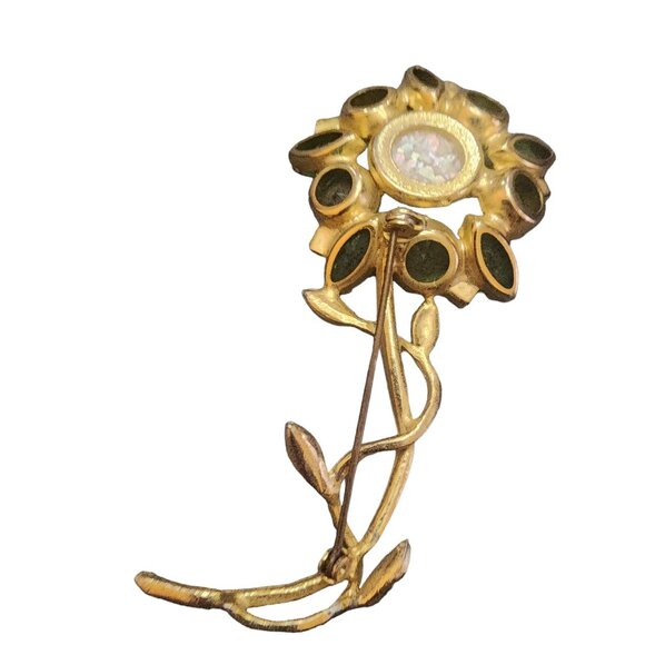 Stunning Unsigned Glass Flower Brooch with Resin Confetti Center (A4619) - Picture 6 of 7